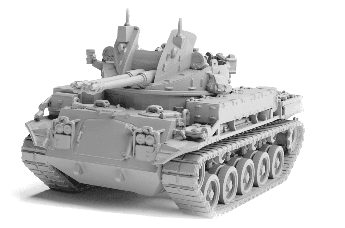Unpainted grey resin miniature tank render