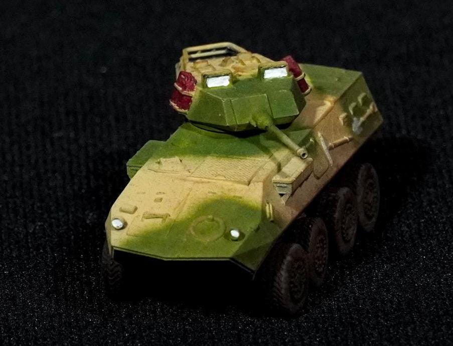 LAV-25 Unpainted Miniature – Dark Grey Resin U.S. Armored Reconnaissance Vehicle – 1/48 • 1/56 • 1/64 • 1/72 • 1/76 • 1/87 • 1/100 • 1/144