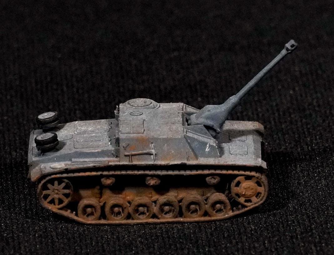 StuG III G Unpainted Miniature – Dark Grey Resin German Assault Gun – 1/48 • 1/56 • 1/64 • 1/72 • 1/76 • 1/87 • 1/100 • 1/144