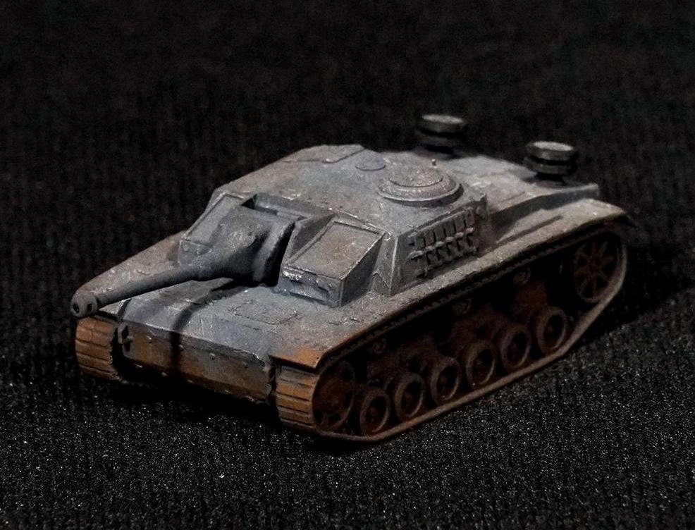 StuG III G Unpainted Miniature – Dark Grey Resin German Assault Gun – 1/48 • 1/56 • 1/64 • 1/72 • 1/76 • 1/87 • 1/100 • 1/144