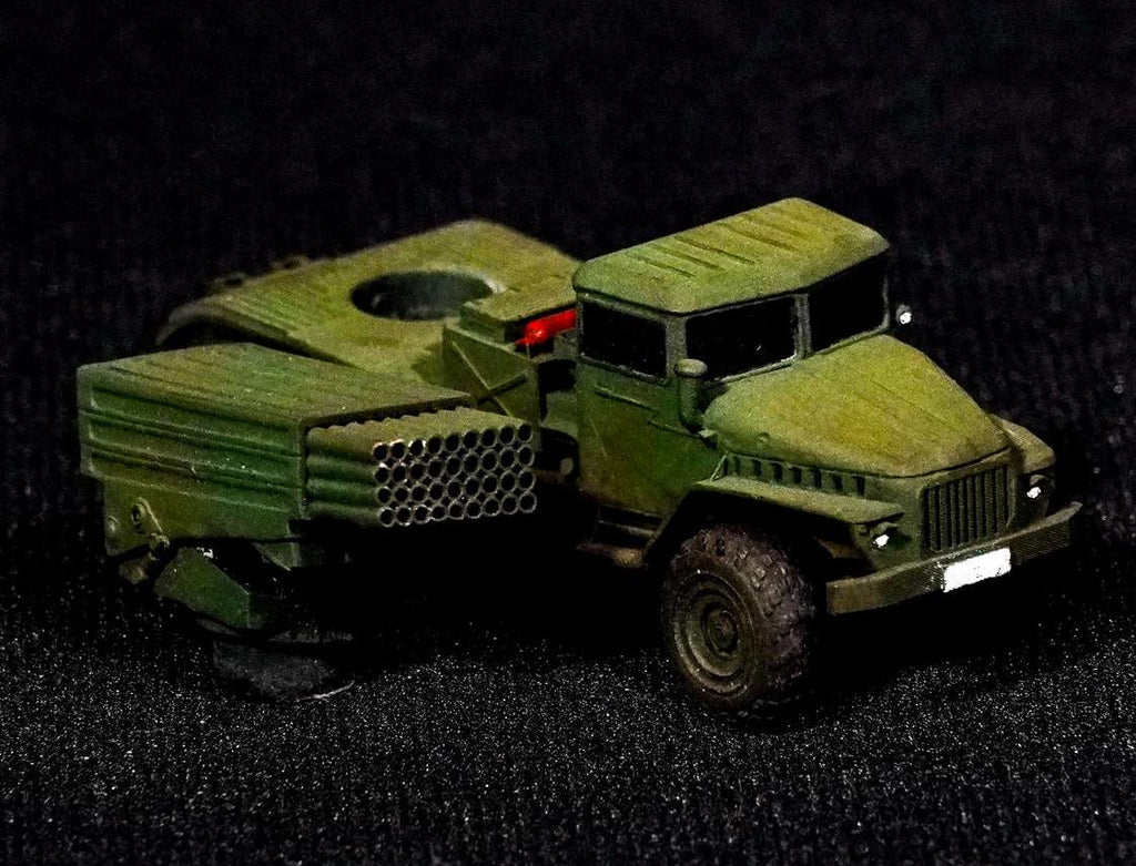 BM-21 Grad Unpainted Miniature – Dark Grey Resin Rocket Artillery Truck – 1/48 • 1/56 • 1/64 • 1/72 • 1/76 • 1/87 • 1/100 • 1/144