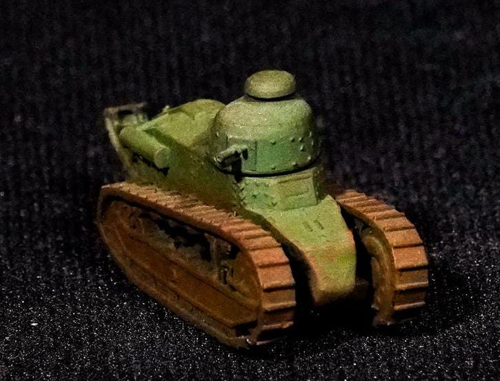Renault FT Unpainted Miniature – Dark Grey Resin French Light Tank – 1/48 • 1/56 • 1/64 • 1/72 • 1/76 • 1/87 • 1/100 • 1/144
