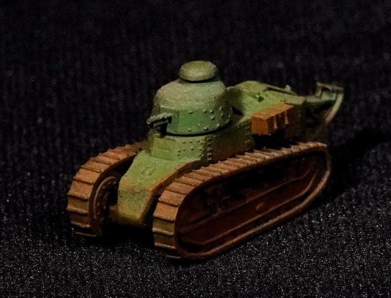 Renault FT Unpainted Miniature – Dark Grey Resin French Light Tank – 1/48 • 1/56 • 1/64 • 1/72 • 1/76 • 1/87 • 1/100 • 1/144