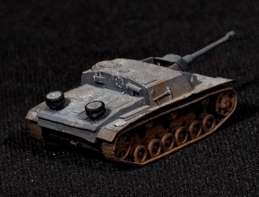 StuG III G Unpainted Miniature – Dark Grey Resin German Assault Gun – 1/48 • 1/56 • 1/64 • 1/72 • 1/76 • 1/87 • 1/100 • 1/144