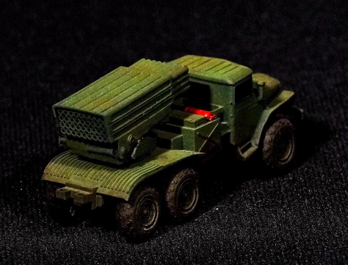 BM-21 Grad Unpainted Miniature – Dark Grey Resin Rocket Artillery Truck – 1/48 • 1/56 • 1/64 • 1/72 • 1/76 • 1/87 • 1/100 • 1/144