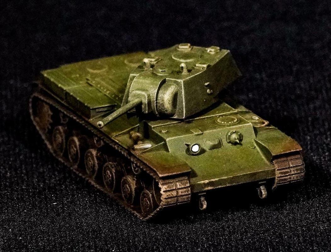 KV-1 Unpainted Miniature – Dark Grey Resin Soviet Heavy Tank – 1/48 • 1/56 • 1/64 • 1/72 • 1/76 • 1/87 • 1/100 • 1/144