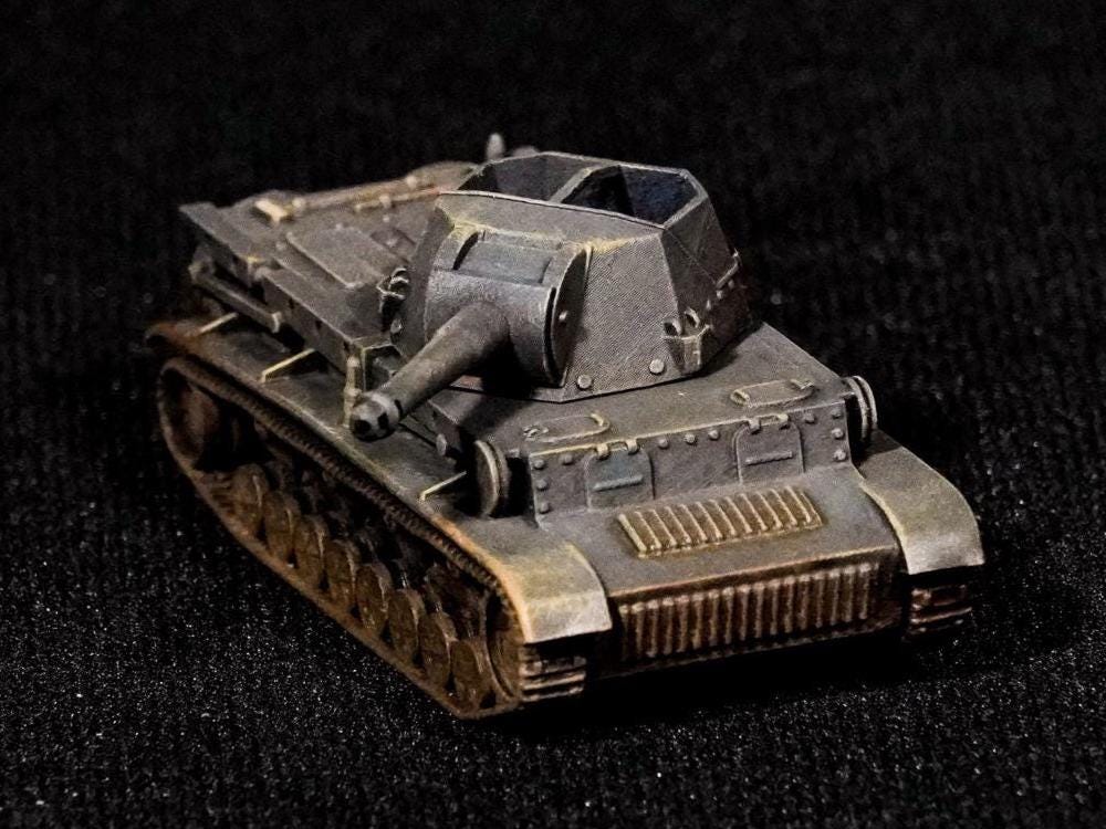 Heuschrecke 10 Unpainted Miniature – Dark Grey Resin German Self-Propelled Howitzer – 1/48 • 1/56 • 1/64 • 1/72 • 1/76 • 1/87 • 1/100 • 1/144