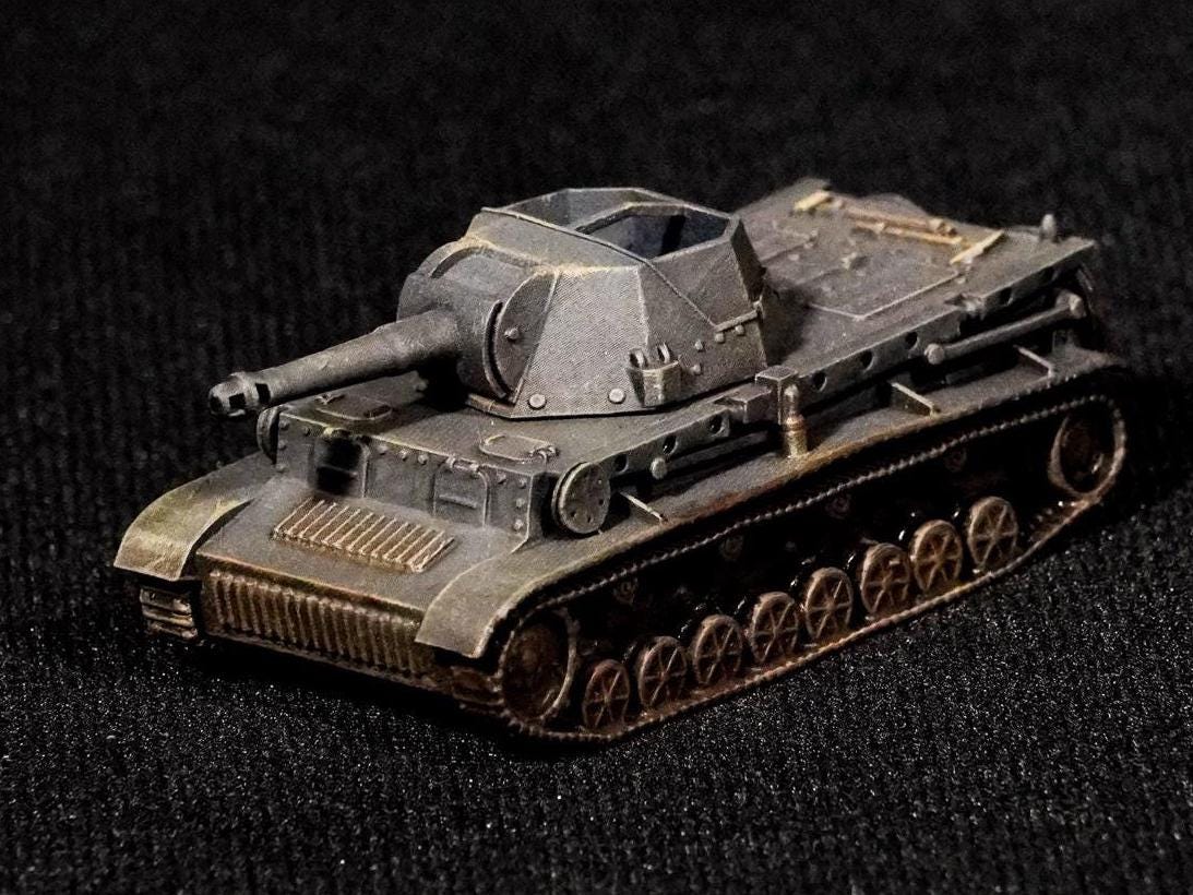 Heuschrecke 10 Unpainted Miniature – Dark Grey Resin German Self-Propelled Howitzer – 1/48 • 1/56 • 1/64 • 1/72 • 1/76 • 1/87 • 1/100 • 1/144
