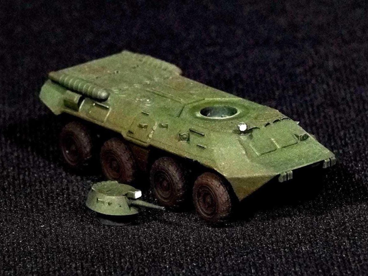 BTR-80 Unpainted Miniature – Dark Grey Resin 8x8 Armored Personnel Carrier – 1/48 • 1/56 • 1/64 • 1/72 • 1/76 • 1/87 • 1/100 • 1/144