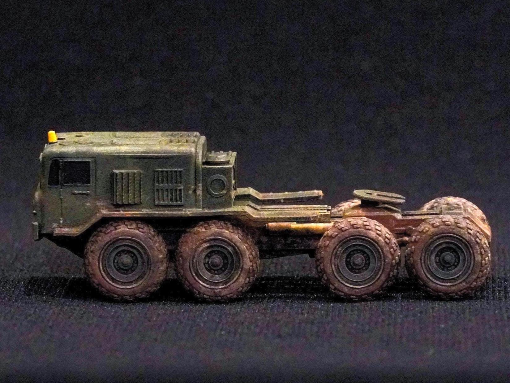 MAZ-537 Unpainted Miniature – Dark Grey Resin Soviet Heavy Tractor – 1/48 • 1/56 • 1/64 • 1/72 • 1/76 • 1/87 • 1/100 • 1/144