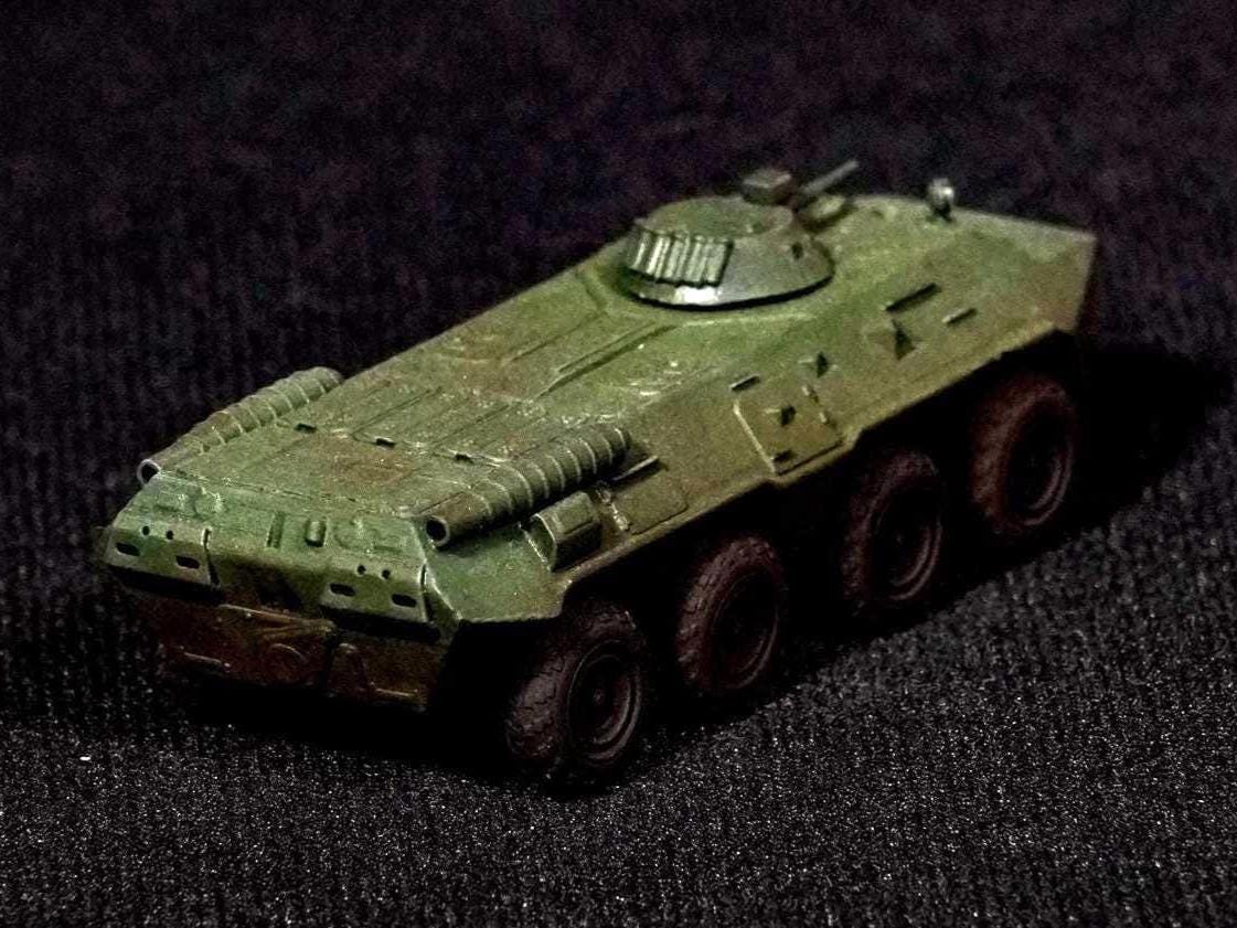 BTR-80 Unpainted Miniature – Dark Grey Resin 8x8 Armored Personnel Carrier – 1/48 • 1/56 • 1/64 • 1/72 • 1/76 • 1/87 • 1/100 • 1/144