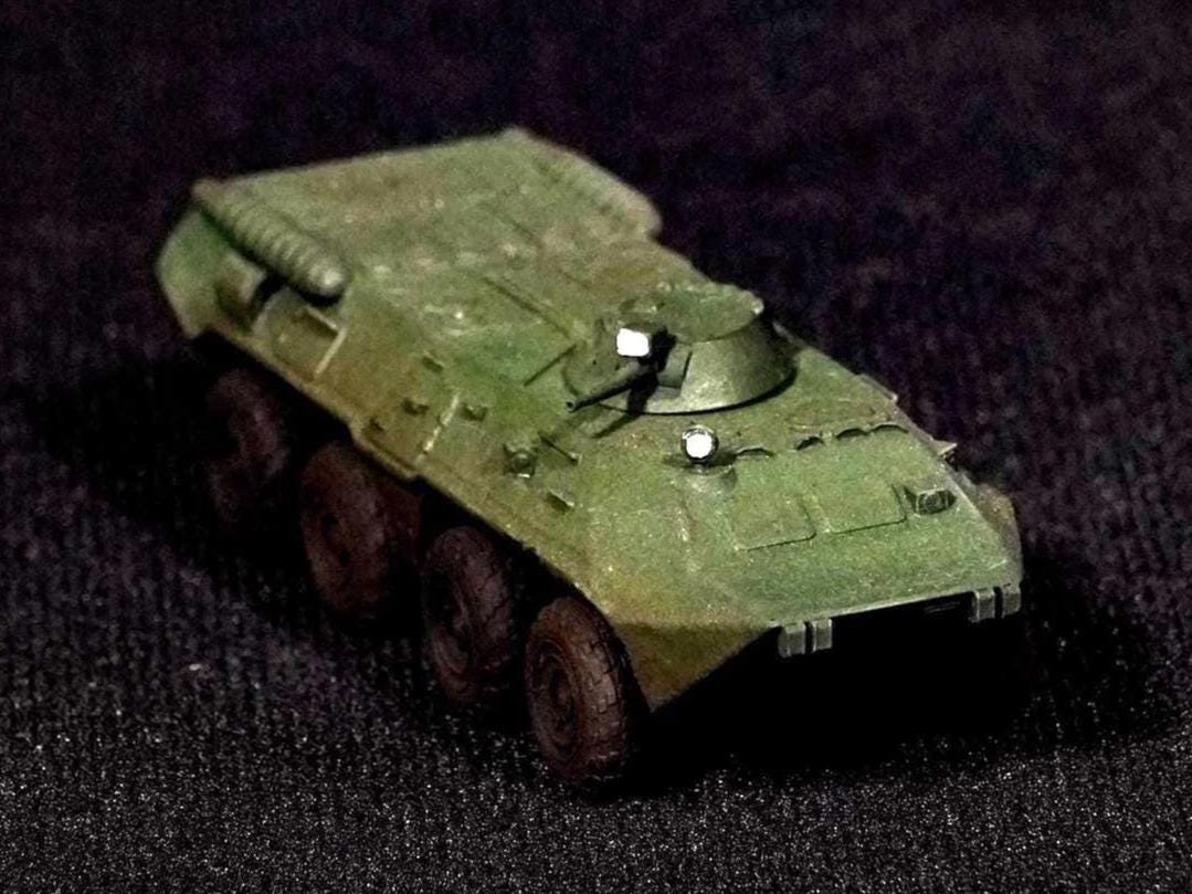 BTR-80 Unpainted Miniature – Dark Grey Resin 8x8 Armored Personnel Carrier – 1/48 • 1/56 • 1/64 • 1/72 • 1/76 • 1/87 • 1/100 • 1/144