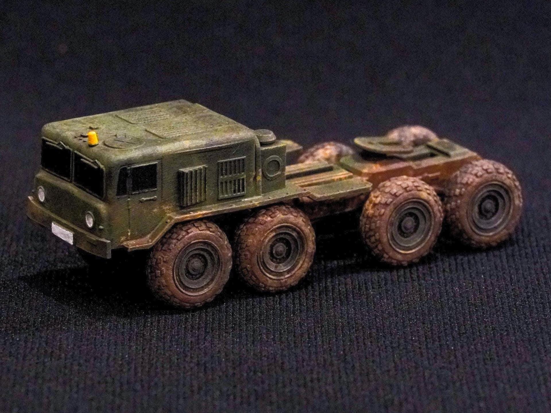MAZ-537 Unpainted Miniature – Dark Grey Resin Soviet Heavy Tractor – 1/48 • 1/56 • 1/64 • 1/72 • 1/76 • 1/87 • 1/100 • 1/144