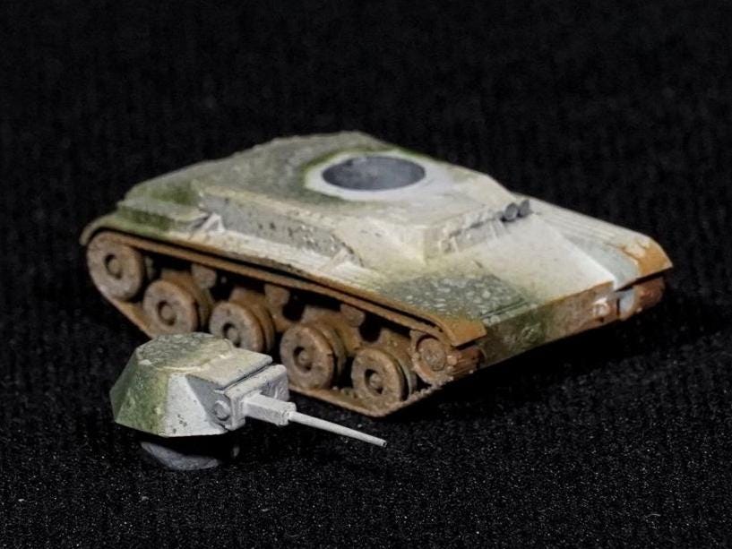 T-60 Unpainted Miniature – Dark Grey Resin Soviet Light Tank – 1/48 • 1/56 • 1/64 • 1/72 • 1/76 • 1/87 • 1/100 • 1/144