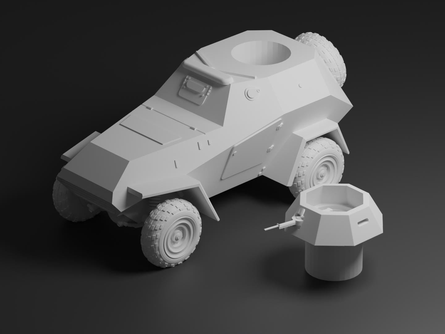 BA-64 Unpainted Miniature – Dark Grey Resin Scout Car Model – 1/48 • 1/56 • 1/64 • 1/72 • 1/76 • 1/87 • 1/100 • 1/144