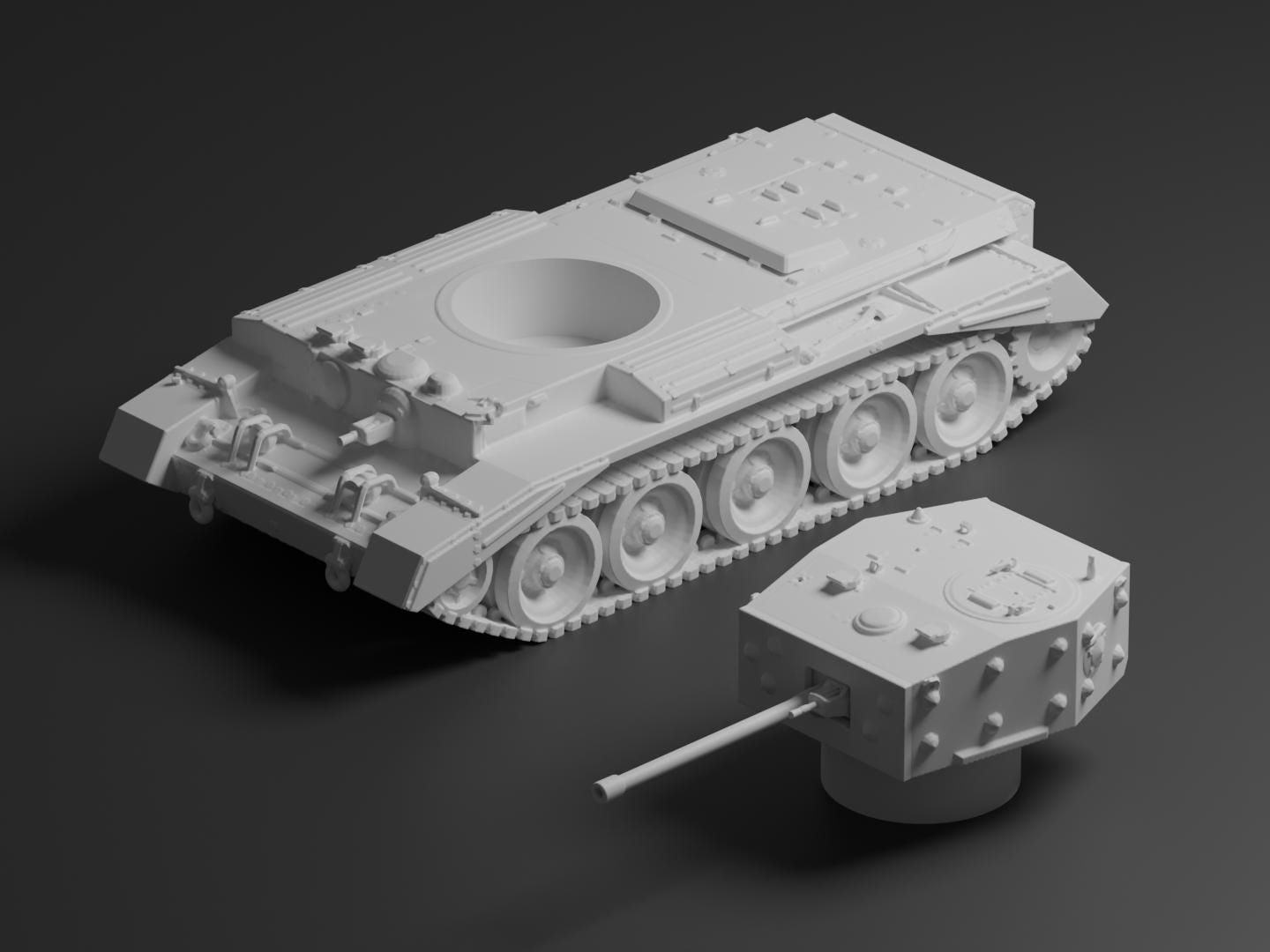 Cromwell Mk I Unpainted Miniature – Dark Grey Resin British Cruiser Tank – 1/48 • 1/56 • 1/64 • 1/72 • 1/76 • 1/87 • 1/100 • 1/144