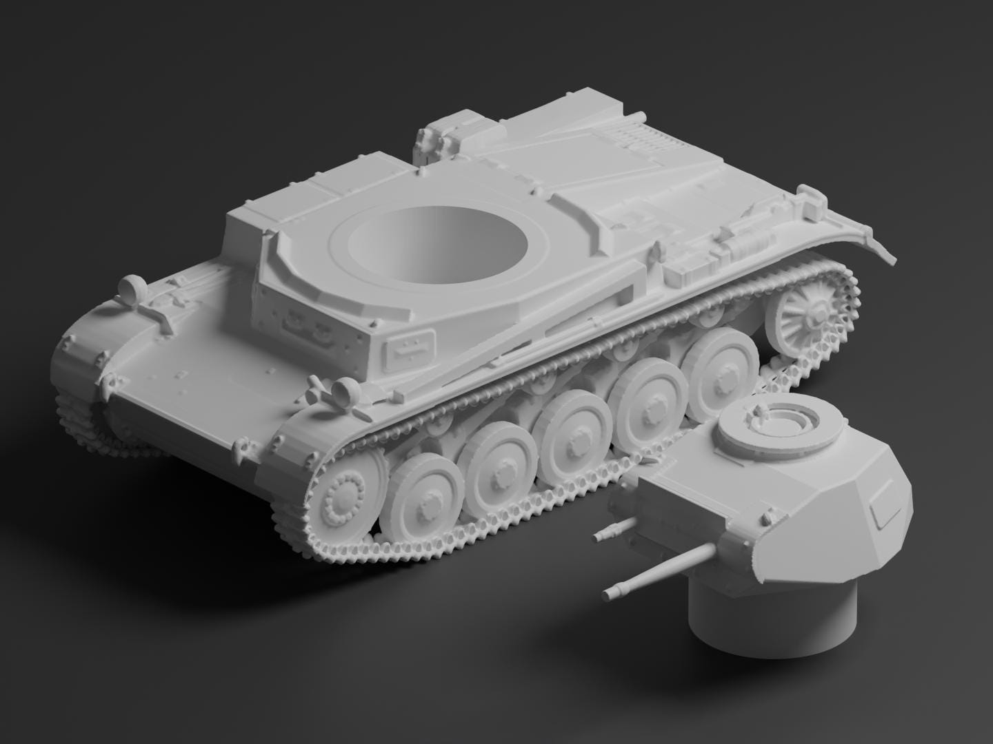 Panzer II Unpainted Miniature – Dark Grey Resin German Light Tank – 1/48 • 1/56 • 1/64 • 1/72 • 1/76 • 1/87 • 1/100 • 1/144