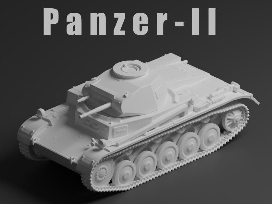 Panzer II Unpainted Miniature – Dark Grey Resin German Light Tank – 1/48 • 1/56 • 1/64 • 1/72 • 1/76 • 1/87 • 1/100 • 1/144