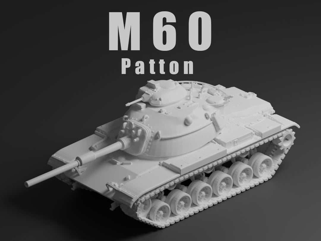 M60 Patton Unpainted Miniature – Dark Grey Resin U.S. Main Battle Tank – 1/48 • 1/56 • 1/64 • 1/72 • 1/76 • 1/87 • 1/100 • 1/144