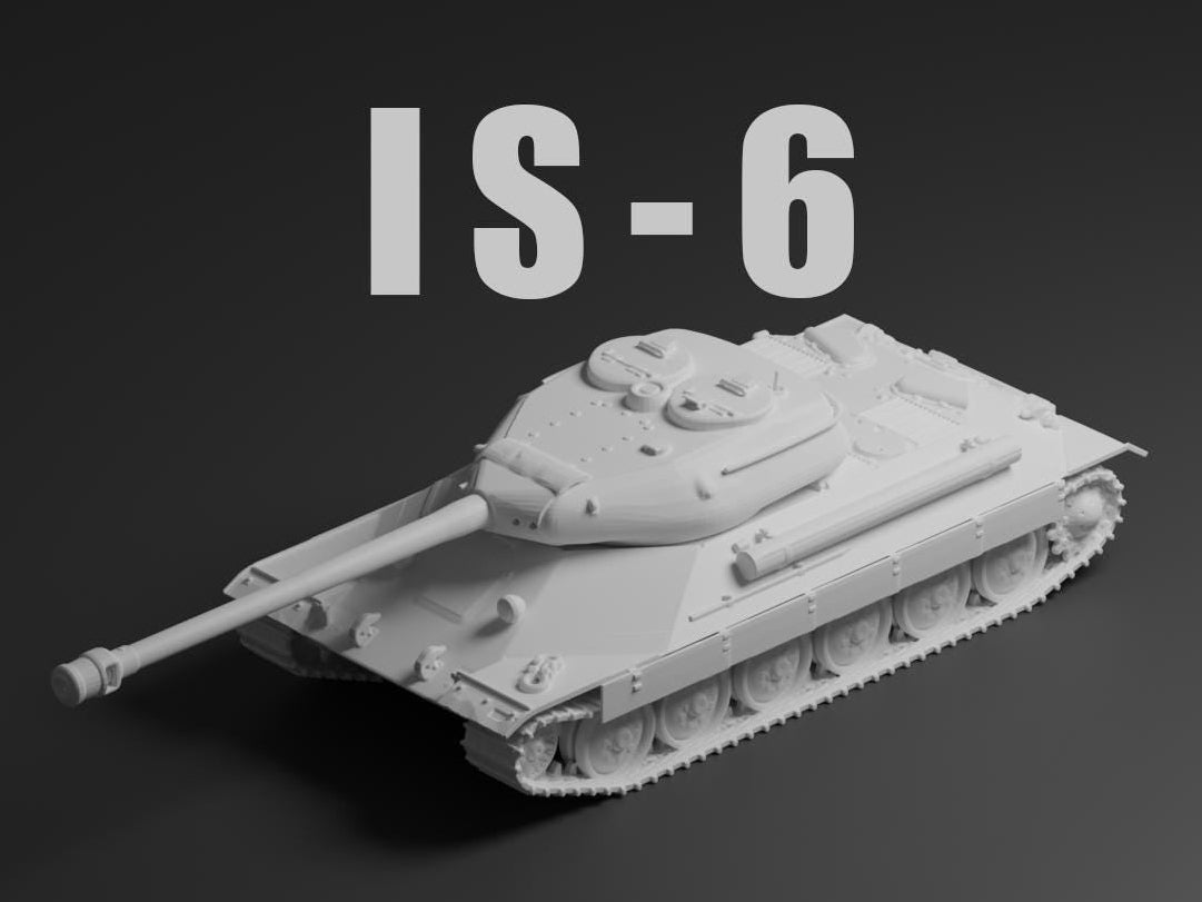 IS-6 Unpainted Miniature – Dark Grey Resin Soviet Experimental Heavy Tank – 1/48 • 1/56 • 1/64 • 1/72 • 1/76 • 1/87 • 1/100 • 1/144