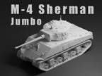 Sherman Jumbo Unpainted Miniature – Dark Grey Resin U.S. Assault Tank – 1/48 • 1/56 • 1/64 • 1/72 • 1/76 • 1/87 • 1/100 • 1/144