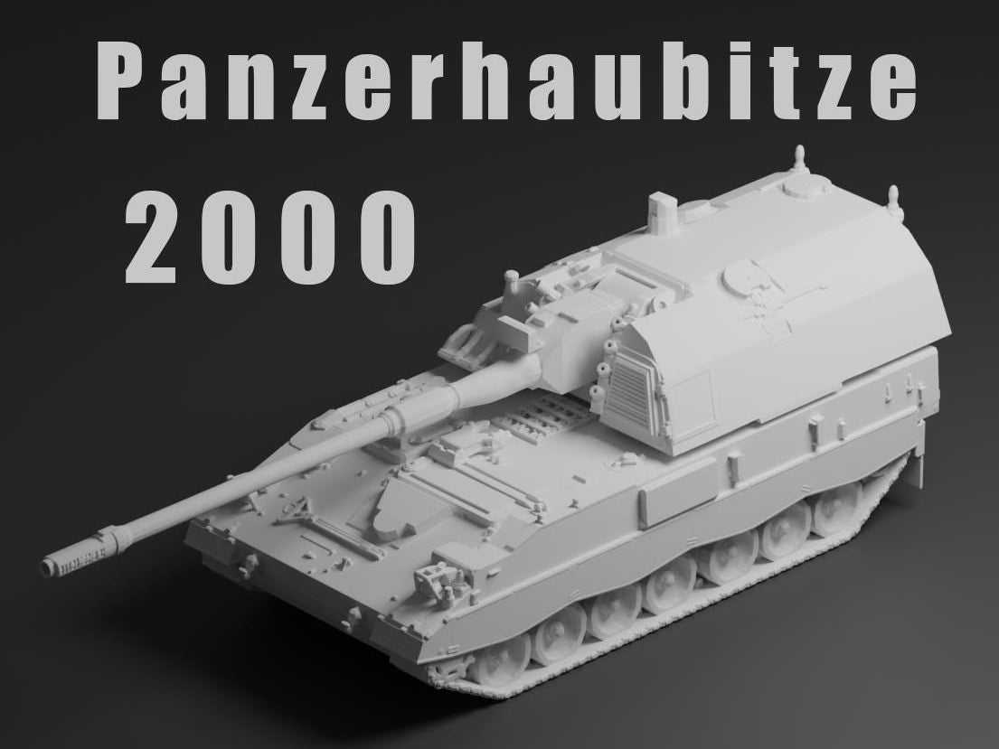 Panzerhaubitze 2000 Unpainted Miniature – Dark Grey Resin German Self-Propelled Howitzer 1/48 • 1/56 • 1/64 • 1/72 • 1/76 • 1/87 • 1/100 • 1/144