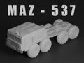 MAZ-537 Unpainted Miniature – Dark Grey Resin Soviet Heavy Tractor – 1/48 • 1/56 • 1/64 • 1/72 • 1/76 • 1/87 • 1/100 • 1/144