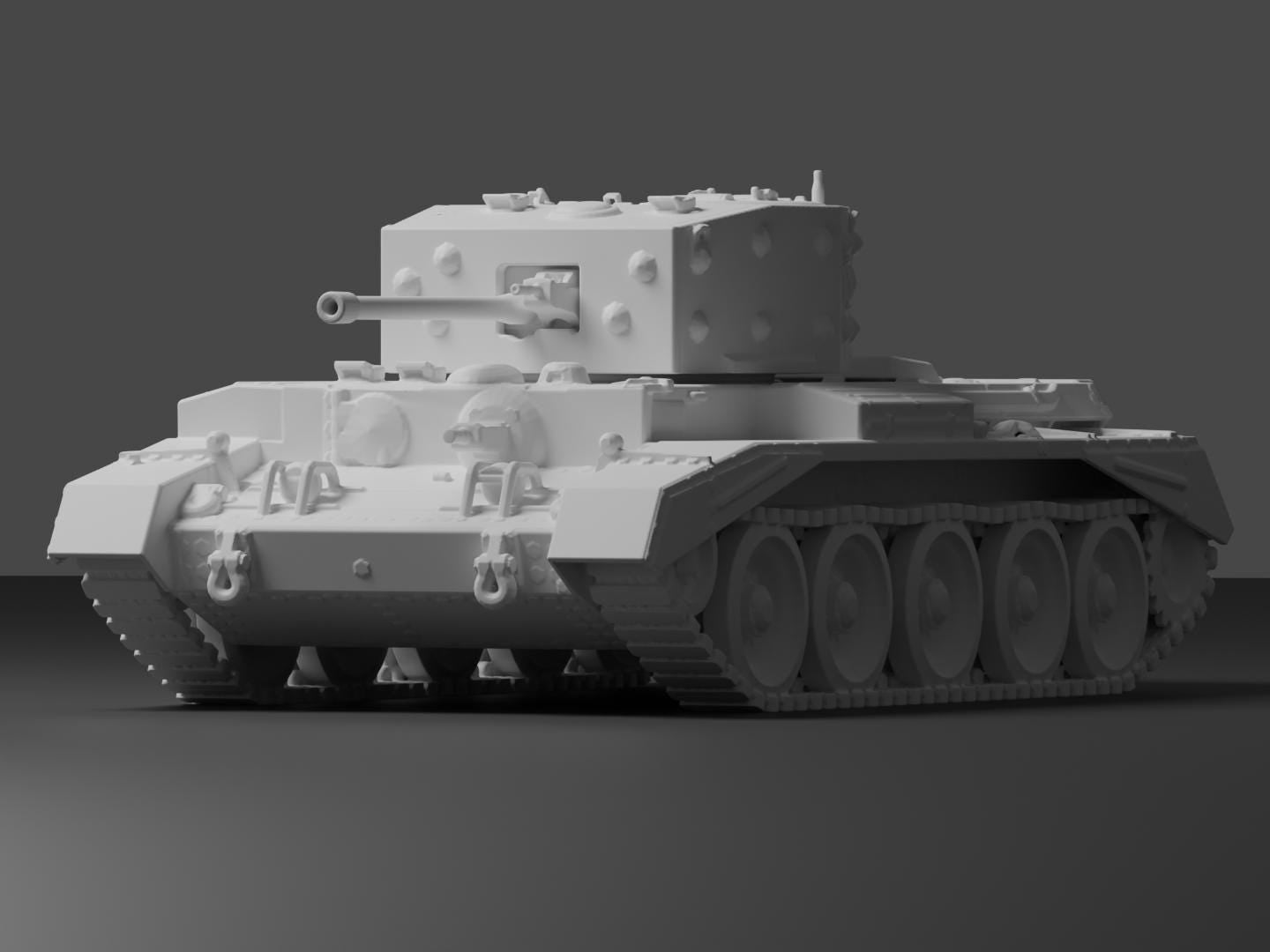Cromwell Mk I Unpainted Miniature – Dark Grey Resin British Cruiser Tank – 1/48 • 1/56 • 1/64 • 1/72 • 1/76 • 1/87 • 1/100 • 1/144