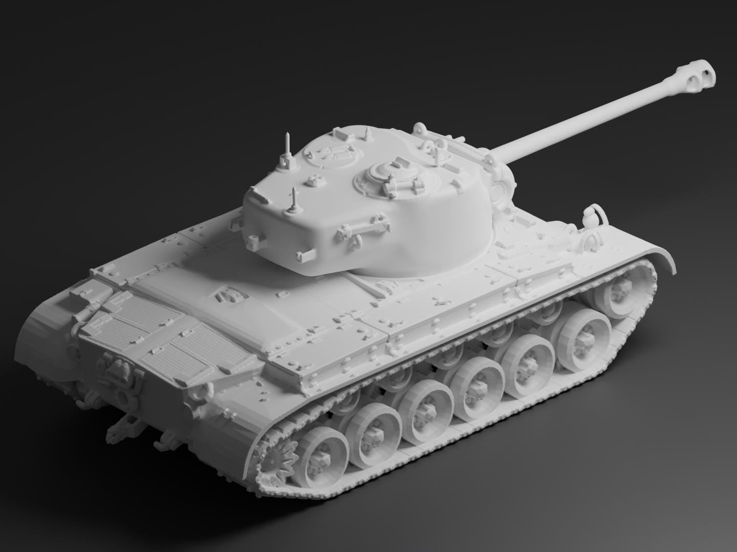 M26 Pershing Unpainted Miniature – Dark Grey Resin U.S. Heavy Tank – 1/48 • 1/56 • 1/64 • 1/72 • 1/76 • 1/87 • 1/100 • 1/144