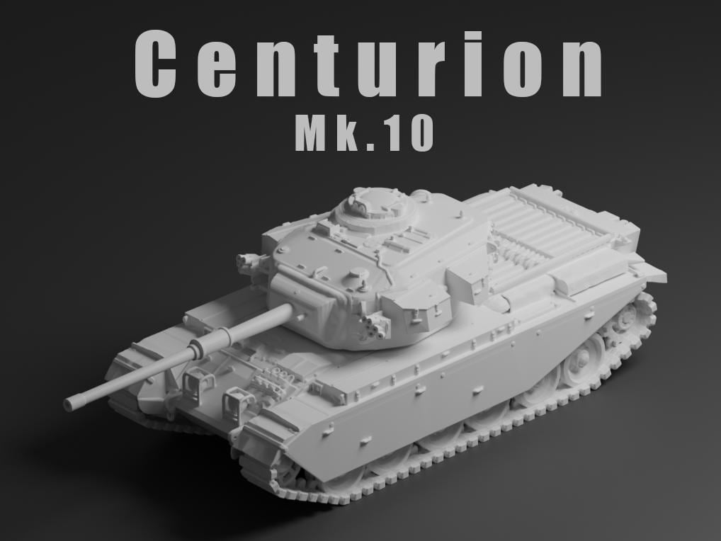 Centurion Mk 10 Unpainted Miniature – Dark Grey Resin British Main Battle Tank – 1/48 • 1/56 • 1/64 • 1/72 • 1/76 • 1/87 • 1/100 • 1/144