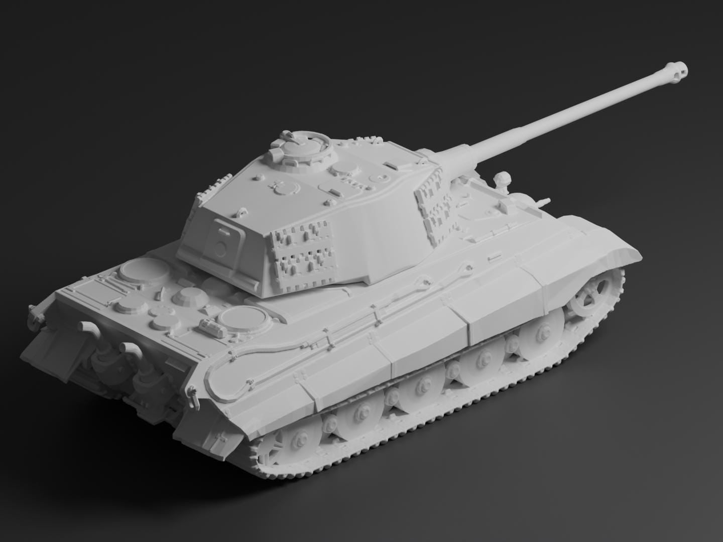 Tiger II Unpainted Miniature – Dark Grey Resin German Heavy Tank – 1/48 • 1/56 • 1/64 • 1/72 • 1/76 • 1/87 • 1/100 • 1/144