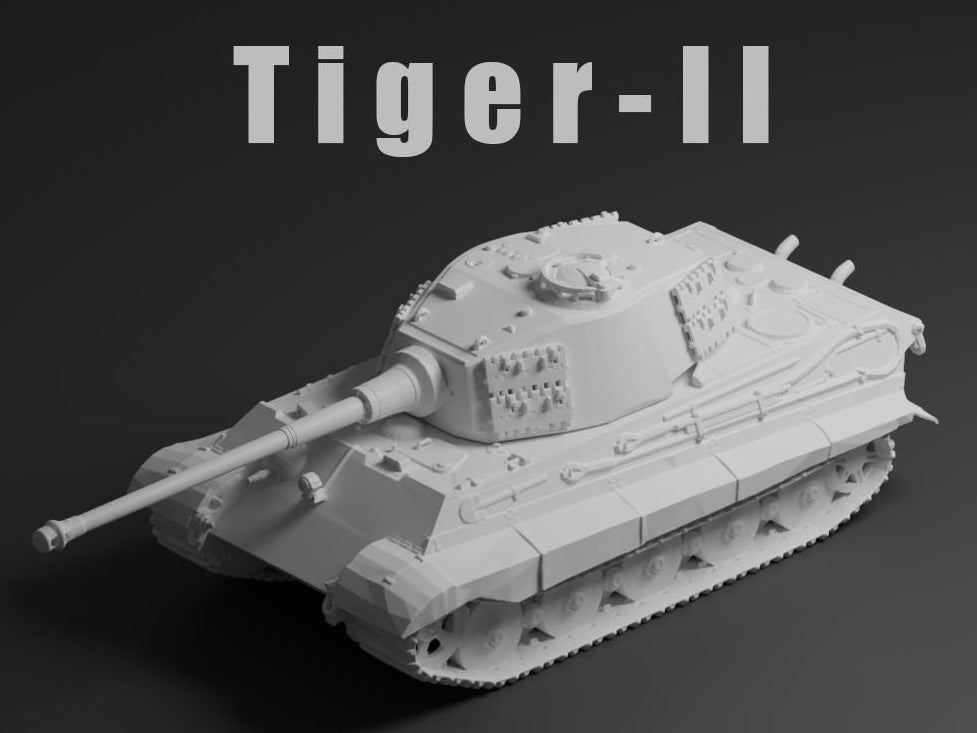 Tiger II Unpainted Miniature – Dark Grey Resin German Heavy Tank – 1/48 • 1/56 • 1/64 • 1/72 • 1/76 • 1/87 • 1/100 • 1/144