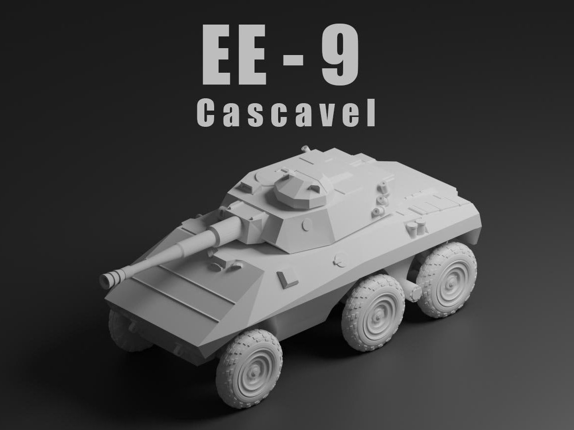 EE-9 Cascavel Unpainted Miniature – Dark Grey Resin Brazilian Armoured Car – 1/48 • 1/56 • 1/64 • 1/72 • 1/76 • 1/87 • 1/100 • 1/144
