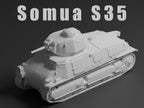 Somua S35 Unpainted Miniature – Dark Grey Resin French Cavalry Tank – 1/48 • 1/56 • 1/64 • 1/72 • 1/76 • 1/87 • 1/100 • 1/144