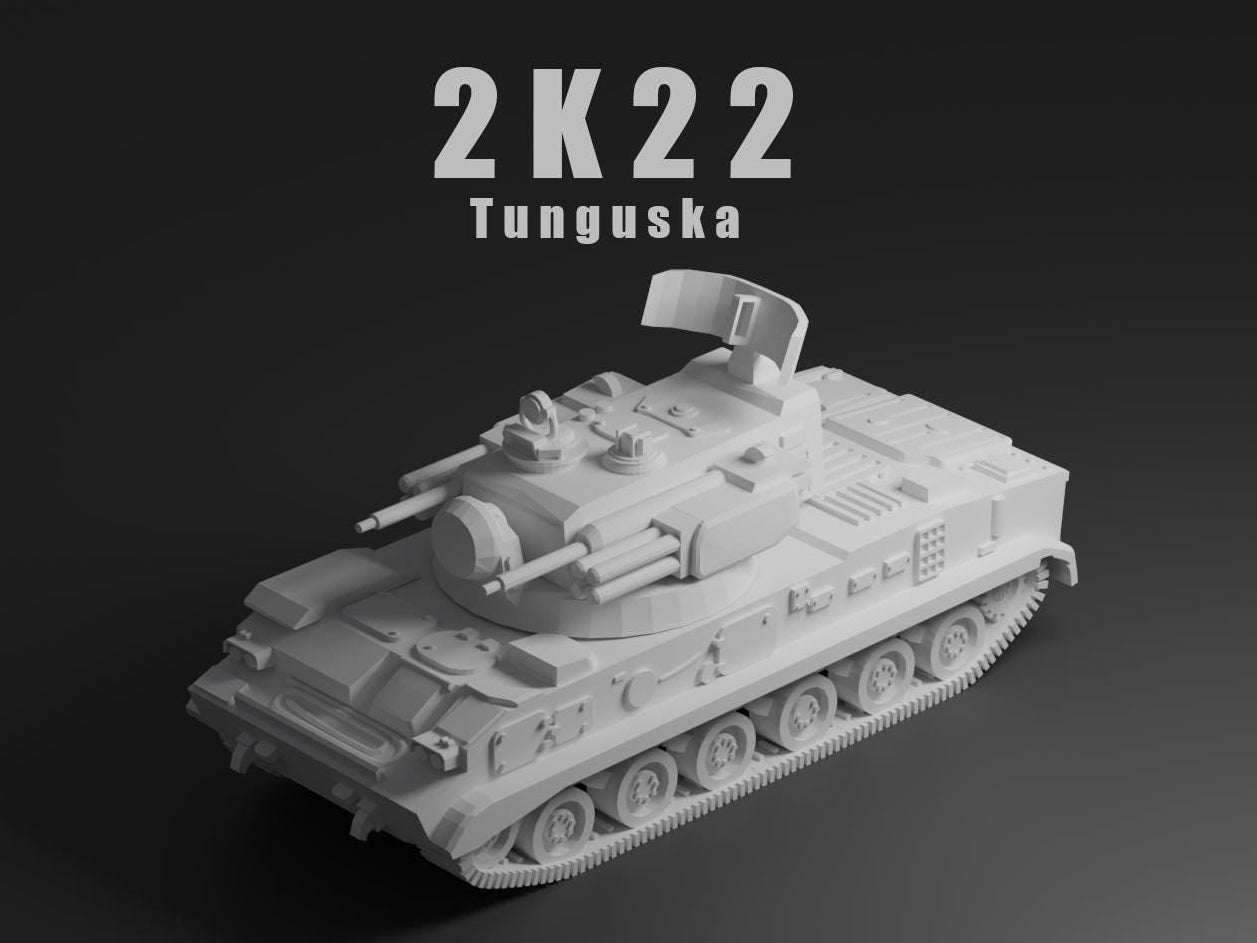 2K22 Tunguska Unpainted Miniature – Dark Grey Resin Military Model – 1/48 • 1/56 • 1/64 • 1/72 • 1/76 • 1/87 • 1/100 • 1/144