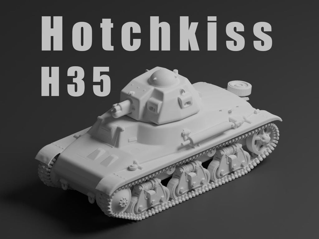 Hotchkiss H35 Unpainted Miniature – Dark Grey Resin French Light Tank – 1/48 • 1/56 • 1/64 • 1/72 • 1/76 • 1/87 • 1/100 • 1/144