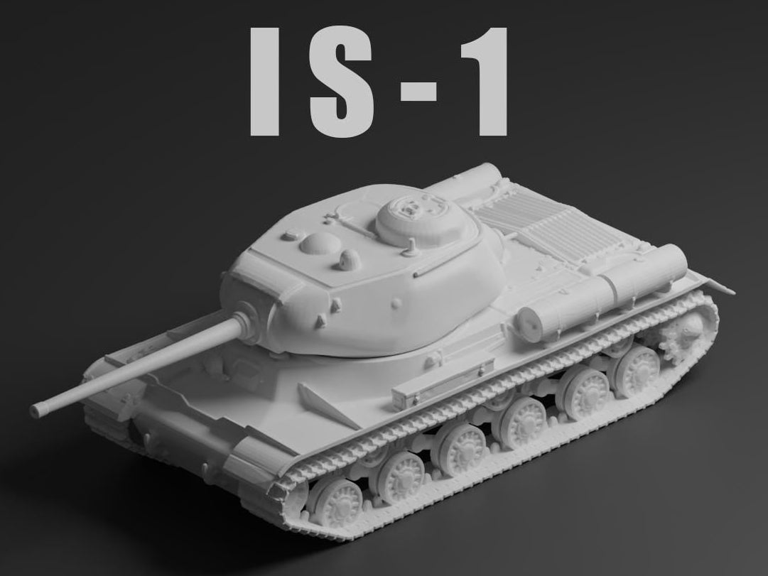 IS-1 Unpainted Miniature – Dark Grey Resin Soviet Heavy Tank – 1/48 • 1/56 • 1/64 • 1/72 • 1/76 • 1/87 • 1/100 • 1/144