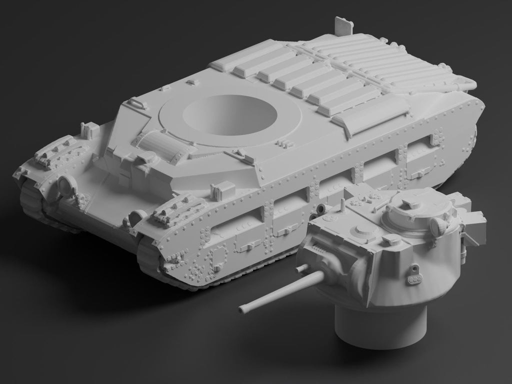 Matilda II Unpainted Miniature – Dark Grey Resin British Infantry Tank – 1/48 • 1/56 • 1/64 • 1/72 • 1/76 • 1/87 • 1/100 • 1/144