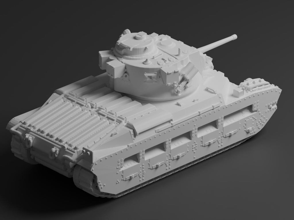 Matilda II Unpainted Miniature – Dark Grey Resin British Infantry Tank – 1/48 • 1/56 • 1/64 • 1/72 • 1/76 • 1/87 • 1/100 • 1/144