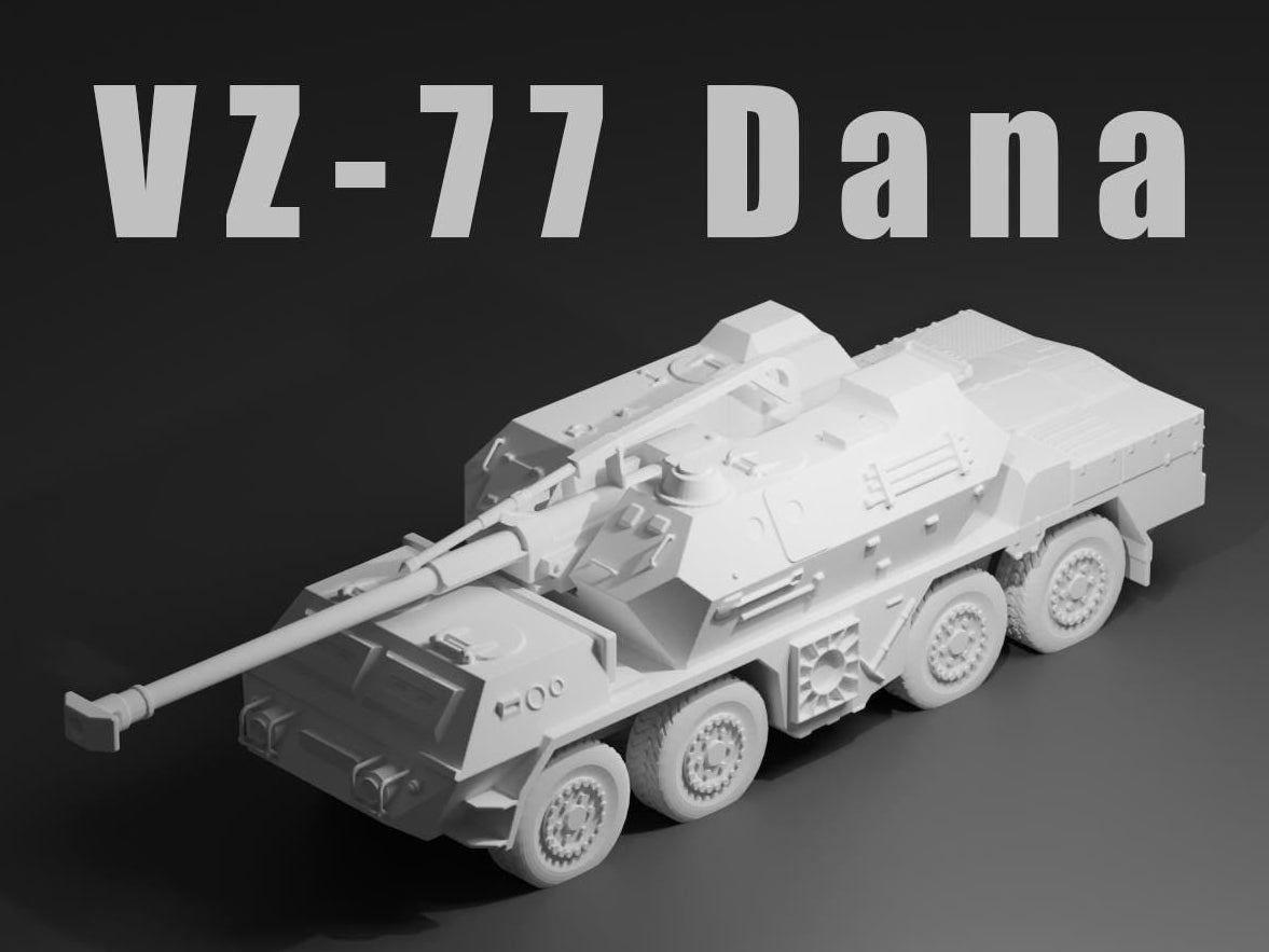 Vz. 77 Dana Unpainted Miniature – Dark Grey Resin Wheeled Self-Propelled Howitzer – 1/48 • 1/56 • 1/64 • 1/72 • 1/76 • 1/87 • 1/100 • 1/144