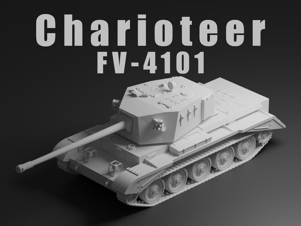 Charioteer FV4101 Unpainted Miniature – Dark Grey Resin Tank Destroyer – 1/48 • 1/56 • 1/64 • 1/72 • 1/76 • 1/87 • 1/100 • 1/144