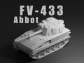 FV433 Abbot Unpainted Miniature – Dark Grey Resin Self-Propelled Gun – 1/48 • 1/56 • 1/64 • 1/72 • 1/76 • 1/87 • 1/100 • 1/144