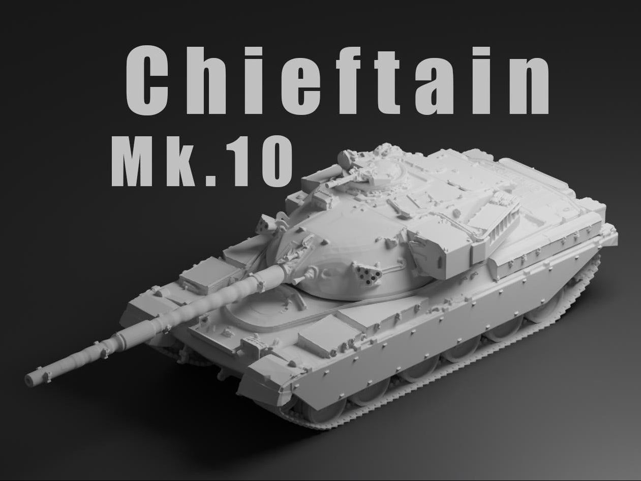 Chieftain Mk 10 Unpainted Miniature – Dark Grey Resin British Main Battle Tank – 1/48 • 1/56 • 1/64 • 1/72 • 1/76 • 1/87 • 1/100 • 1/144