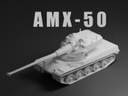 AMX-50 Unpainted Miniature – Dark Grey Resin French Heavy Prototype Tank – 1/48 • 1/56 • 1/64 • 1/72 • 1/76 • 1/87 • 1/100 • 1/144