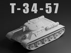 T-34/57 Unpainted Miniature – Dark Grey Resin Soviet Medium Tank – 1/48 • 1/56 • 1/64 • 1/72 • 1/76 • 1/87 • 1/100 • 1/144