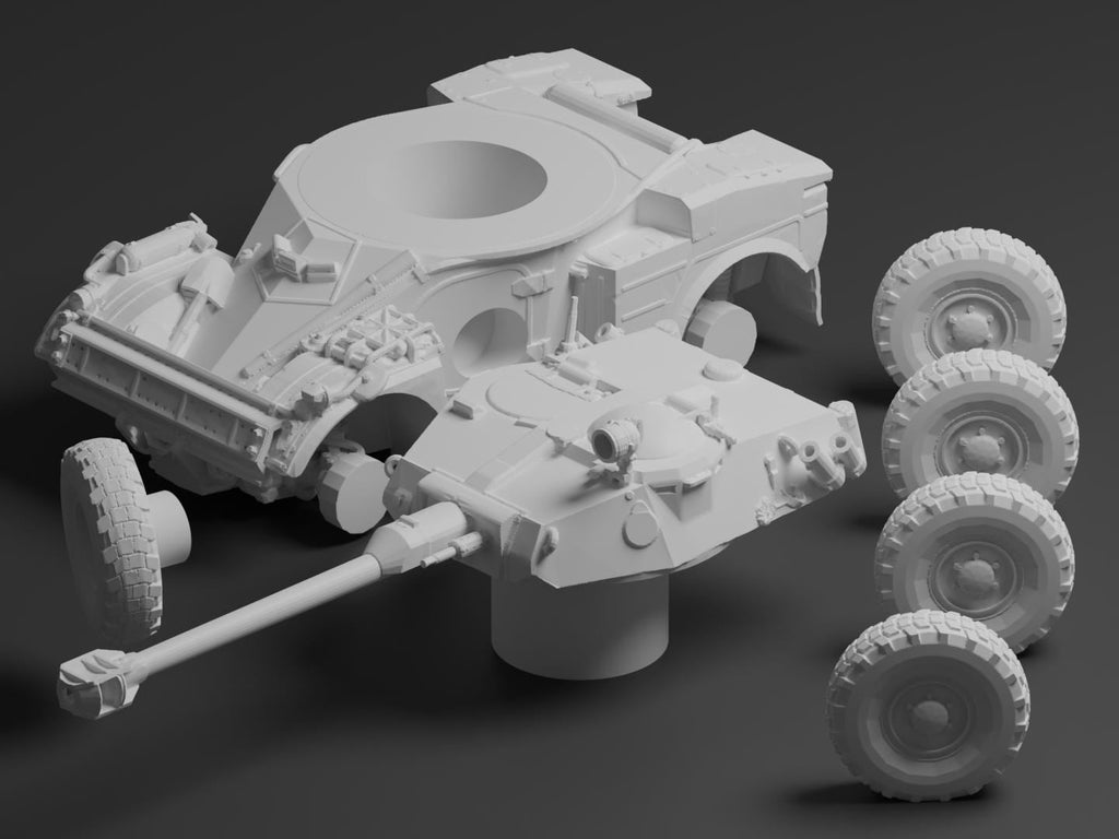 Panhard AML-90 Unpainted Miniature – Dark Grey Resin French Armoured Car – 1/48 • 1/56 • 1/64 • 1/72 • 1/76 • 1/87 • 1/100 • 1/144