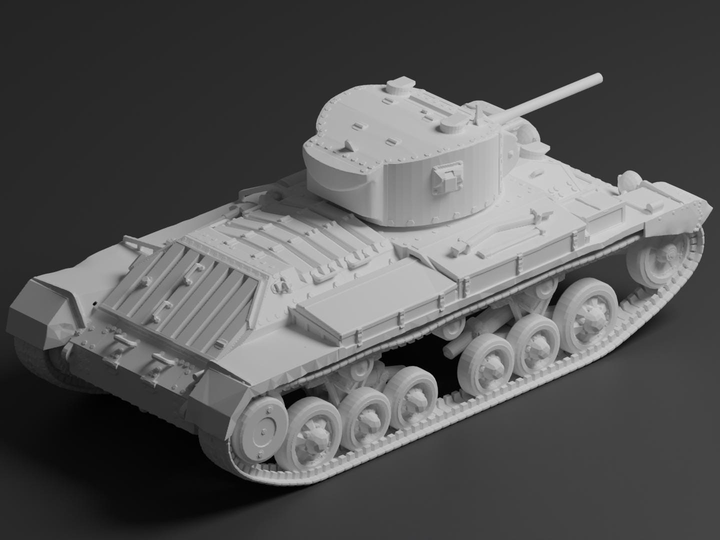 Valentine Unpainted Miniature – Dark Grey Resin British Infantry Tank – 1/48 • 1/56 • 1/64 • 1/72 • 1/76 • 1/87 • 1/100 • 1/144
