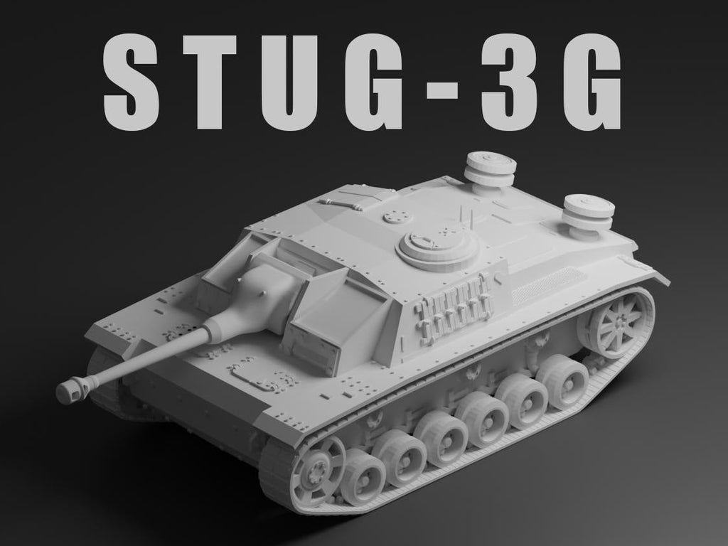 StuG III G Unpainted Miniature – Dark Grey Resin German Assault Gun – 1/48 • 1/56 • 1/64 • 1/72 • 1/76 • 1/87 • 1/100 • 1/144