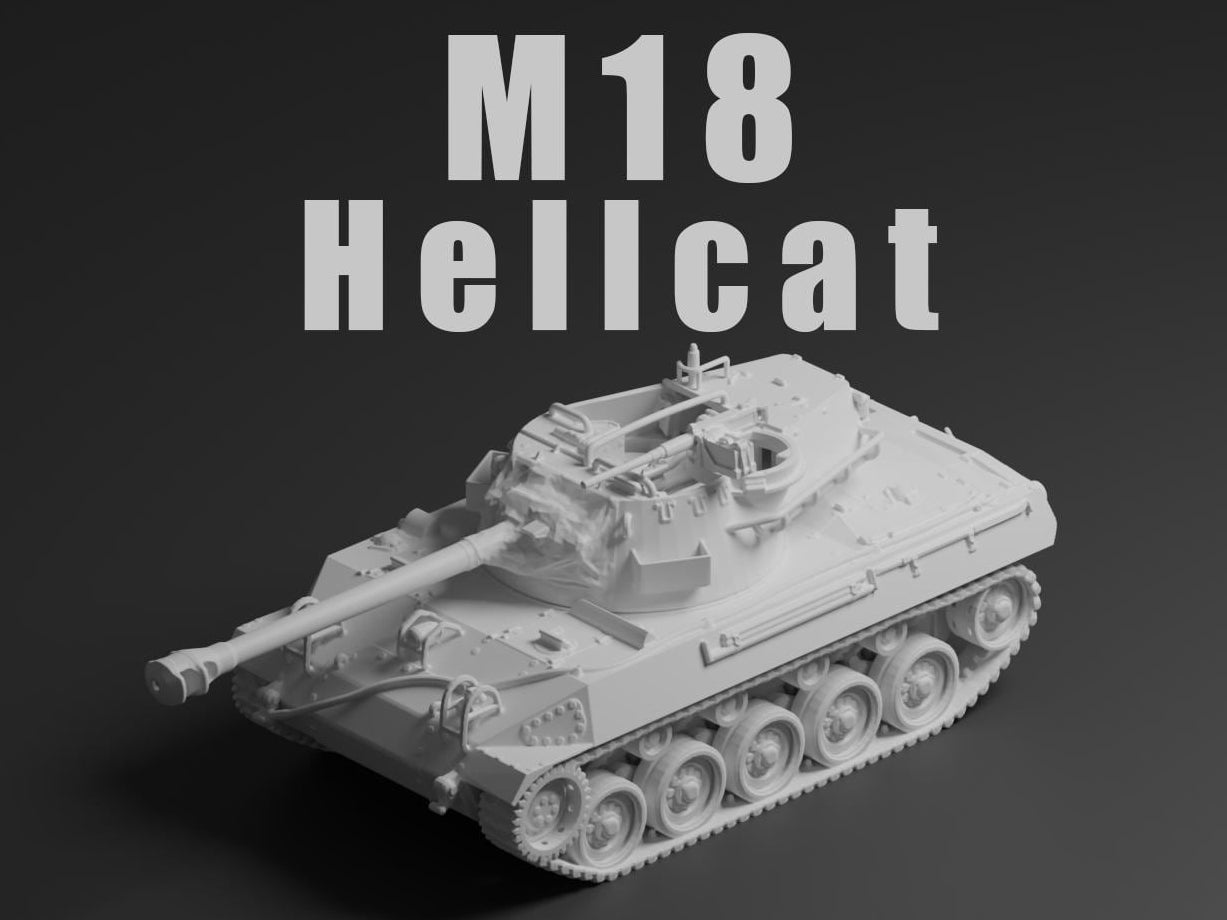 M18 Hellcat Unpainted Miniature – Dark Grey Resin U.S. Tank Destroyer – 1/48 • 1/56 • 1/64 • 1/72 • 1/76 • 1/87 • 1/100 • 1/144