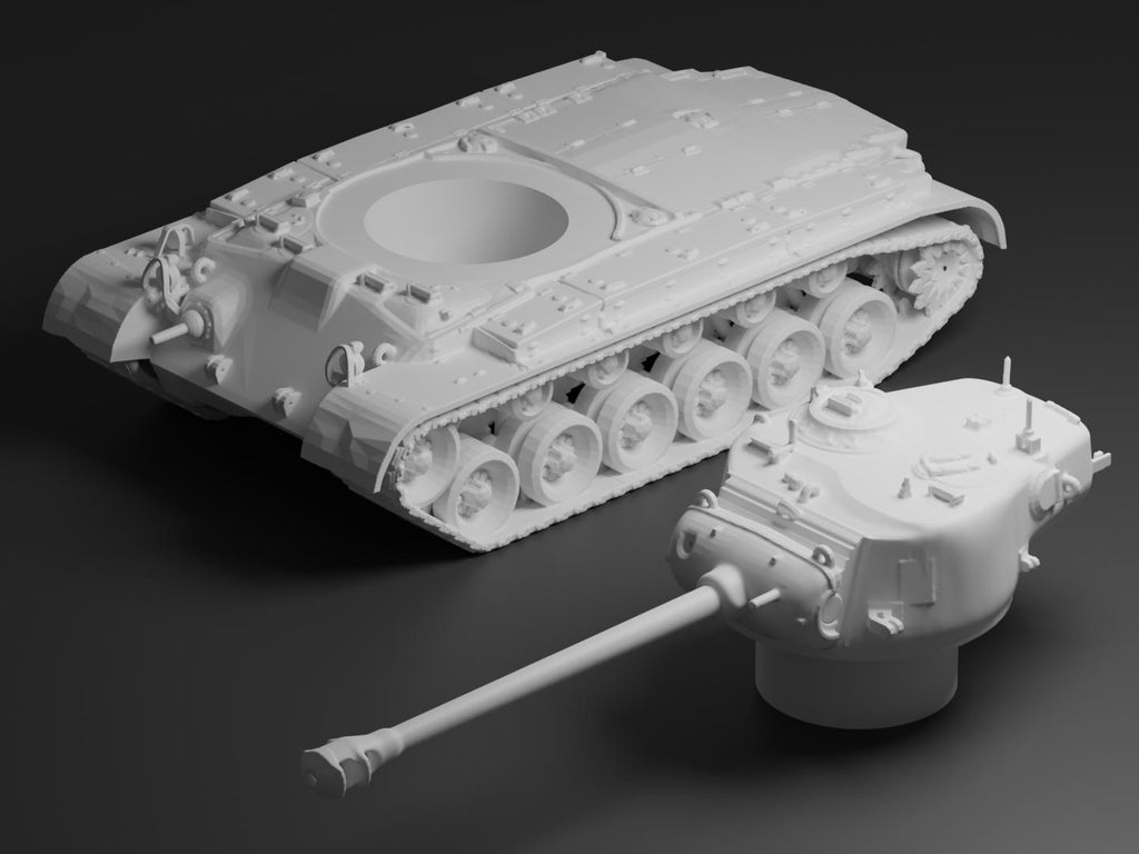M26 Pershing Unpainted Miniature – Dark Grey Resin U.S. Heavy Tank – 1/48 • 1/56 • 1/64 • 1/72 • 1/76 • 1/87 • 1/100 • 1/144